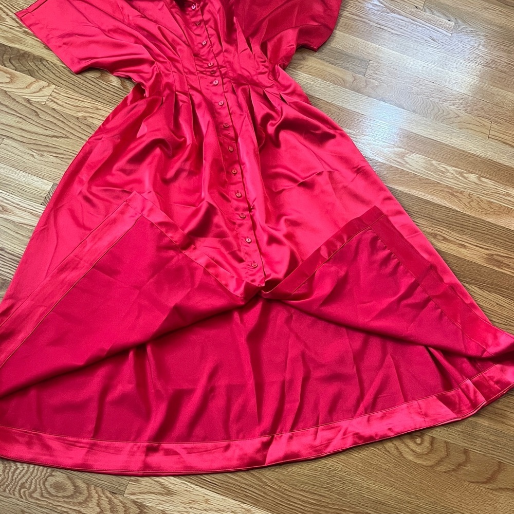 Anthropologie X Exquise Tobie Satin Shirt Dress Size Small NWT - Picture 11 of 13